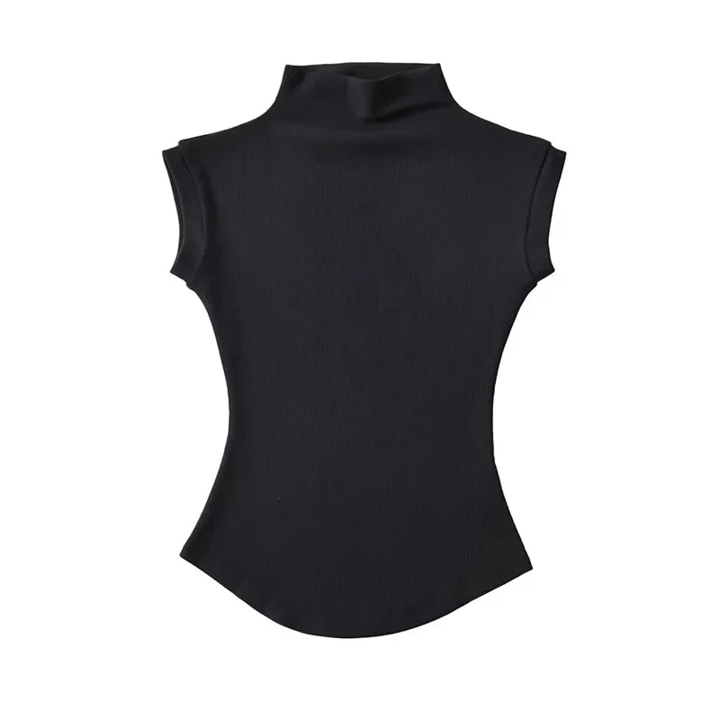 Solenne Top – Classic Sleeveless Turtle Neck